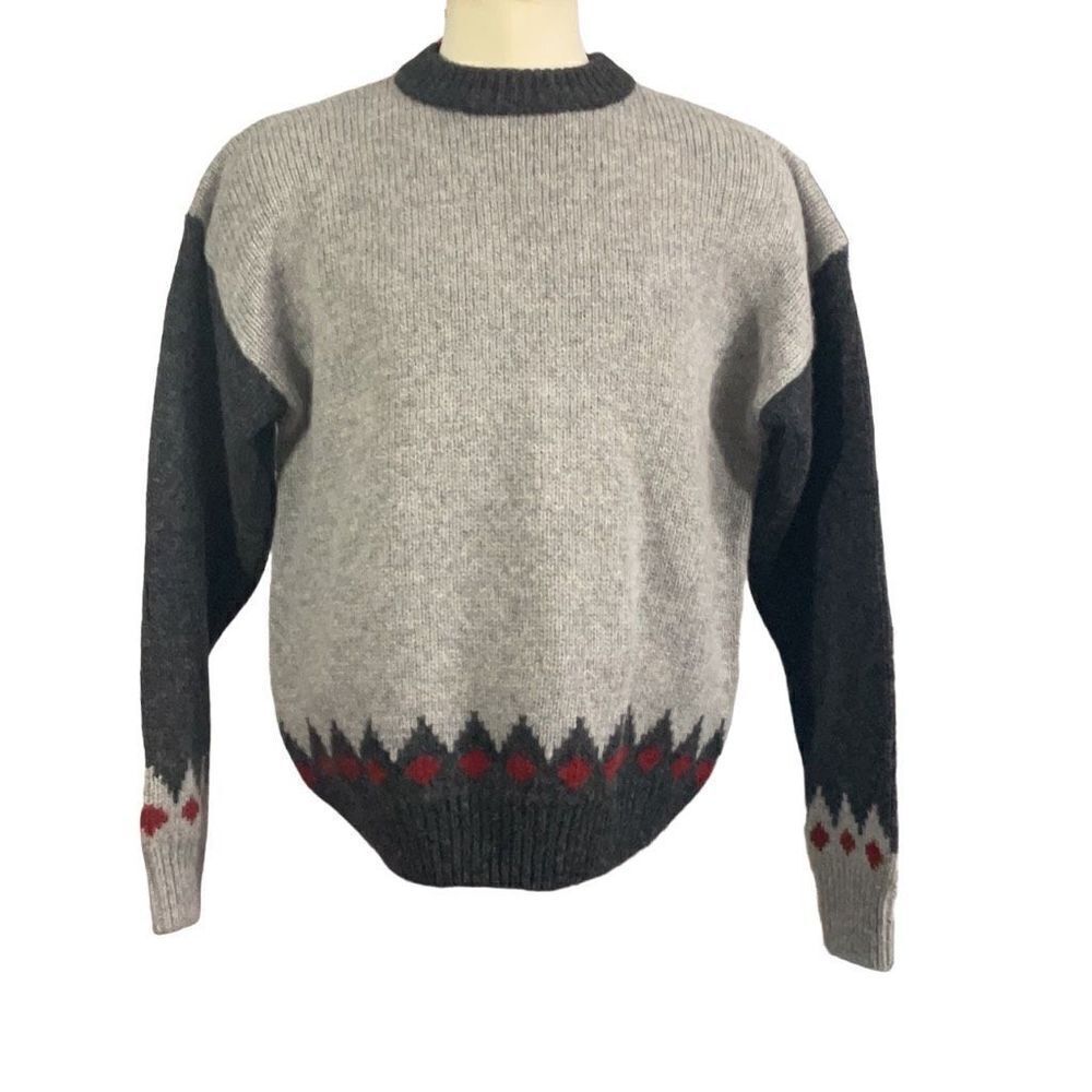 NWT Men’s Structure Shetland Wool Crew Neck Two Tone Gray Sweater Jumper Size XL